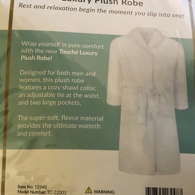 Touche Luxury Plush Robe Unisex Design 2 lge. pocket cozy shawl collar tie waist-image
