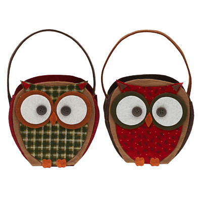 Design Imports DII Owl Embellished Felt Gift Bags Harvest Holiday Party Set of 2-image