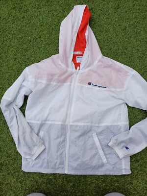 Vintage Champion Wind Breaker Womens Jacket. White Small Running Gym Wear Funky-image