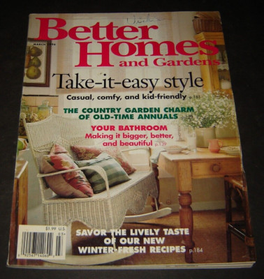 Better Homes & Gardens Magazine March 1996 Take It Easy Style-image