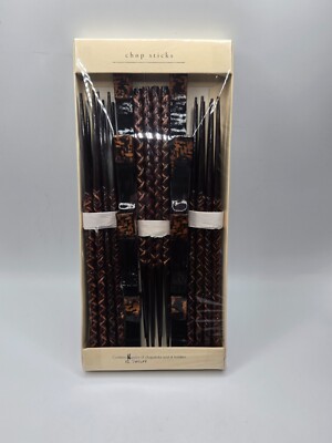 Pier 1 Imports S/12 Chopsticks/Stands • Bamboo Design • One Original Box • NOS-image
