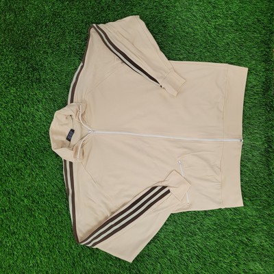 Vintage 90s MOD Track Jacket Large 23x25 Beige Brown-image
