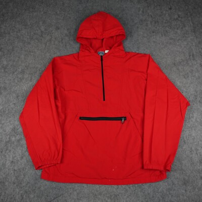 Vintage Woolrich Jacket Mens Large Red Anorak Pullover Hoodie Rain USA Made 90s-image