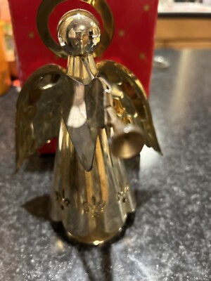 Vintage Wind Up Musical Angel Brass Home For The Holidays-image
