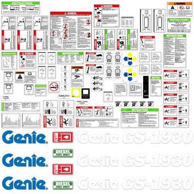 Complete Decal Kit for Genie GS-1930 Decal Kit Sicssor Lift Stickers USA Made!-image