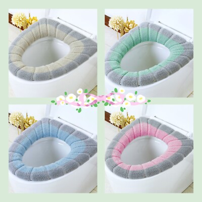 4 PC Butt Warm Cozy Comfortable  Pad Cushion Seat Cover On Toilet Ring Lid-image