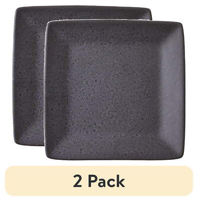 (2 Pack) Better Homes & Gardens Dark Gray Square-Shaped Stoneware Salad Plate-image