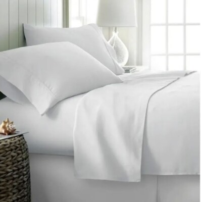 Becky Cameron Ultra Soft Deep Pocket Microfiber 4 Piece Bed Sheet Set Full White-image