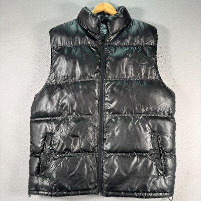 Vintage South Pole Reversible Puffer Vest Mens XL Black AOP Paisley Streetwear-image