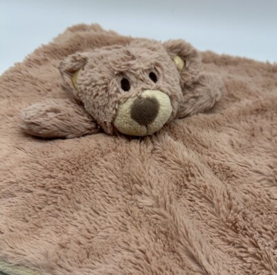 KellyToy Brown Bear Security Blanket Lovie Rattle Cozy Lovey Soft Cuddle Baby-image