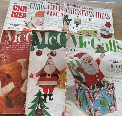 VTG MCM  Better Homes & Gardens Mccall's Christmas Ads 1950's 1960's Lot of 7-image