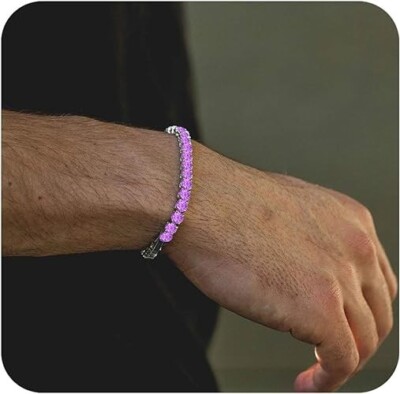 20 Ctw Lab Created Amethyst 14K White Gold Over 5 MM Tennis Men's Bracelet 8