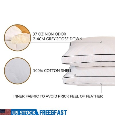 Feather Down Gusset King Pillows Set Hypoallergenic Soft Support Cozy Comfort US-image