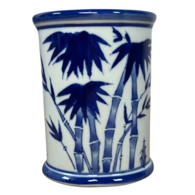 AAA Imports Pencil Cup Bamboo Design Blue and White Chinese-image
