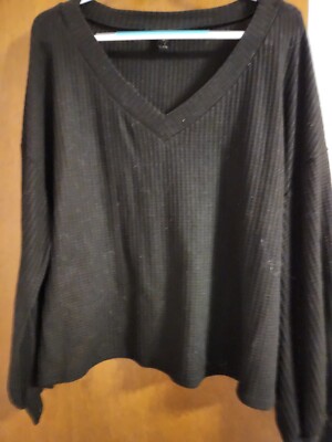 Shein Women’s 3XL Cropped Long Lantern Cuffed Sleeve Cozy Soft Knit Sweater-image