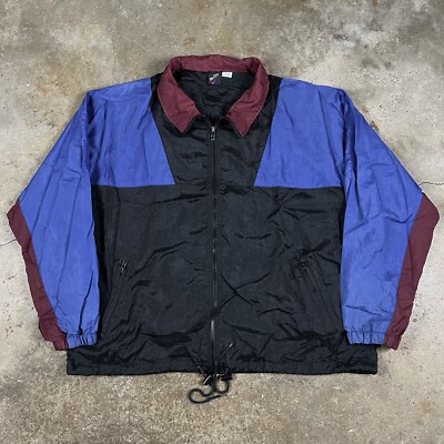 Vintage Macgregor Windbreaker Full Zip Jacket Black Red Blue 80s 90s Size XL-image