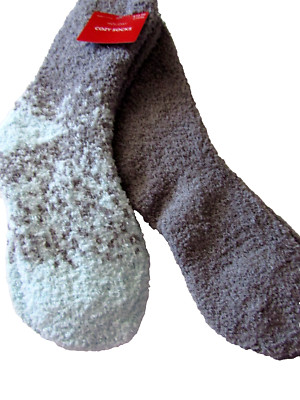 Chenille SOCKS Warm Cozy Women's or Girl's 2 Pairs Gray Blue One Size Fits Most-image