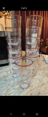 Mainstays 16 Oz Red Rim Acrylic Drinking Glasses-image