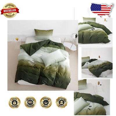 Modern Twin Comforter Set in Army Green Gradient - Soft & Breathable Cotton-image