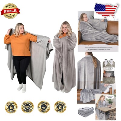 Machine Washable Pocket Sleeve Blanket - Must-Have Travel & Cuddle Companion-image