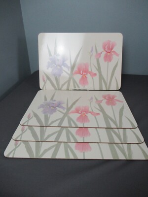 4 Cork Placemats Iris Flowers  Design Imports Italy - Lincoln Wakefield - b tst-image