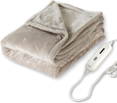 Tefici Electric Heated Blanket Throw, Super Cozy Soft 2-Layer Flannel 50