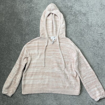 Soma Wknd Sweater Womens Small Peach Cropped Hooded Casual Fuzzy Cozy Comfort-image