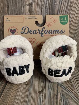 DearFoams Baby Bear Closed Back Slippers 0-3 Months Cozy Comfort *New With Tags*-image