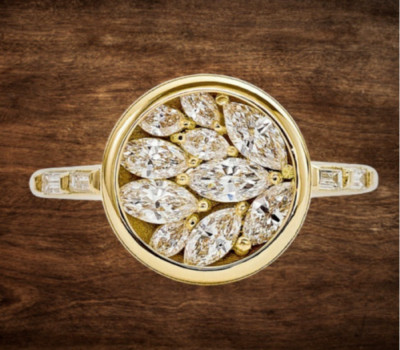 Midi Engagement Wedding Unique Ring 1.7Ct Simulated Diamond 14K Yellow Gold Over-image