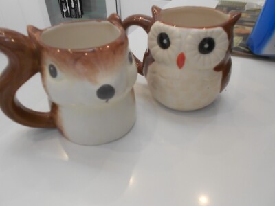 BETTER HOMES HERITAGE EARTHENWARE SQUIRREL/OWL MUGS-image