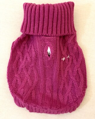 Dog & Cat Classic Cableknit Turtleneck Sweater Berry Fuschia Sz XS-image