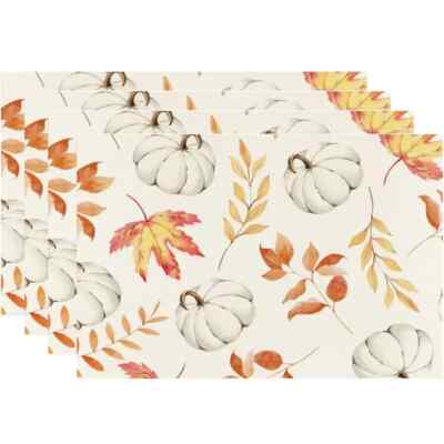 BRAND NEW IN PKG  set of 4  fall halloween pumpkin  Print placemats-image