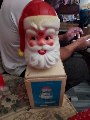 VTG Musical Santa Face Nose Wind Up Wall Hanger Santa Claus is coming to town-image