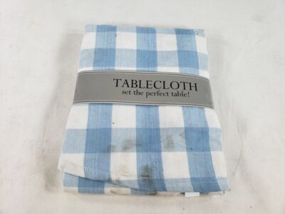 Design Imports Light Blue White Buffalo Check Tablecloth 70