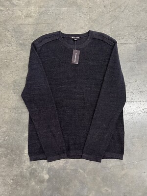 Michael Kors Men's Sweater Men's L  Charcoal Brindle Knit Crewneck Pullover NWT-image
