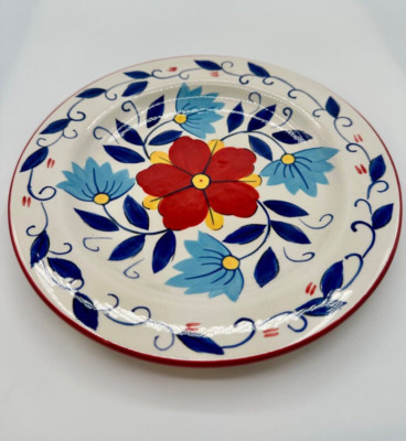 Pier 1 Portalegre Hand-Painted Earthenware Dinner Plate – Vibrant Floral Design-image