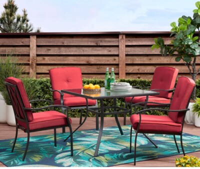 Mainstays Belden Park 5-piece Outdoor Patio Dining Set - Red-image