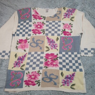 Avon Womens Sweater 3X Embroidery Floral Long Cozy Warm Comfort Casual-image