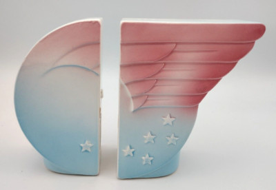 Vtg. Vandor Imports Wings & Stars Salt & Pepper Shakers Pelzman Design Superhero-image