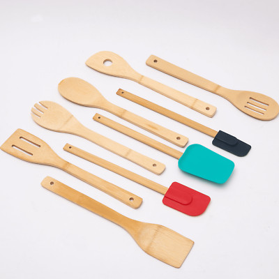 Mainstays 100% Natural Bamboo Tool and Gadgets 9 Pieces Utensil Set for Cooking-image