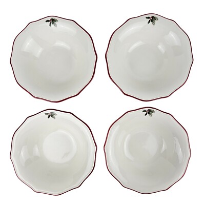 4 Mint Better Homes &Gardens Poinsettia Soup Cereal Bowls 7 1/2