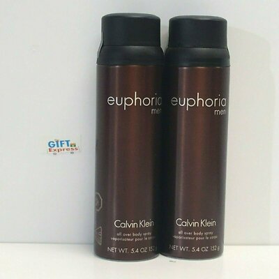 2 PACK-Calvin Klein Euphoria Men All Over Body Spray 5.4oz / 152g New 2 Piece-image