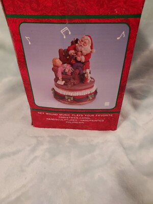 Vintage Sankyo Wind Up Santa Christmas Holiday Music Box Ceramic - Jingle Bells-image