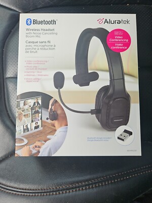 Aluratek Wireless Bluetooth Headset with Boom Mic for Video Conference - Sealed -image