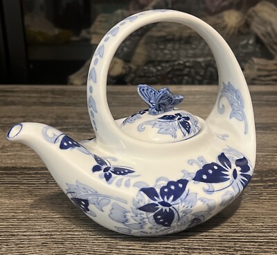 Pier 1 Imports Hand Painted Butterfly Design Teapot-image