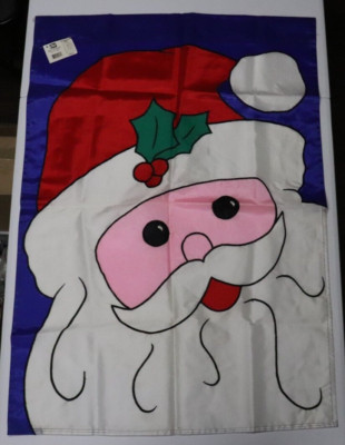 Vtg Santa Christmas In the Wind Yard Flag 39-1/4 x 27-1/2 NEW* with Tags 1996 OS-image