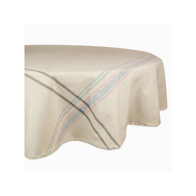 Design Imports French Stripe Tablecloth - GRAY ONE SIZE-image