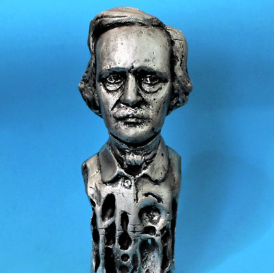 EDGAR ALLAN POE Silver Figure Statue SCULPTURE American writer suspense novelist-image