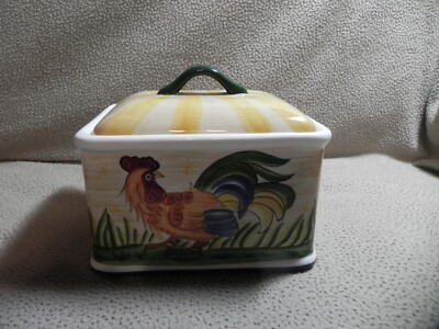 Jay Imports Ceramic Canister/Recipe Box w/ Rooster Design --image