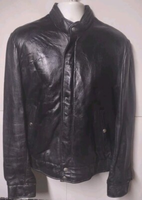 Vintage Schott Insulated Cafe Racer Style Soft Leather Jacket Size 40 Black-image
